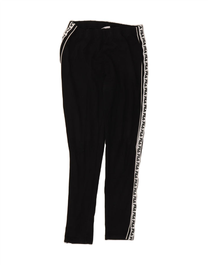 FILA Womens Graphic Leggings UK 14 Large  Black Cotton Vintage Fila and Second-Hand Fila from Messina Hembry 