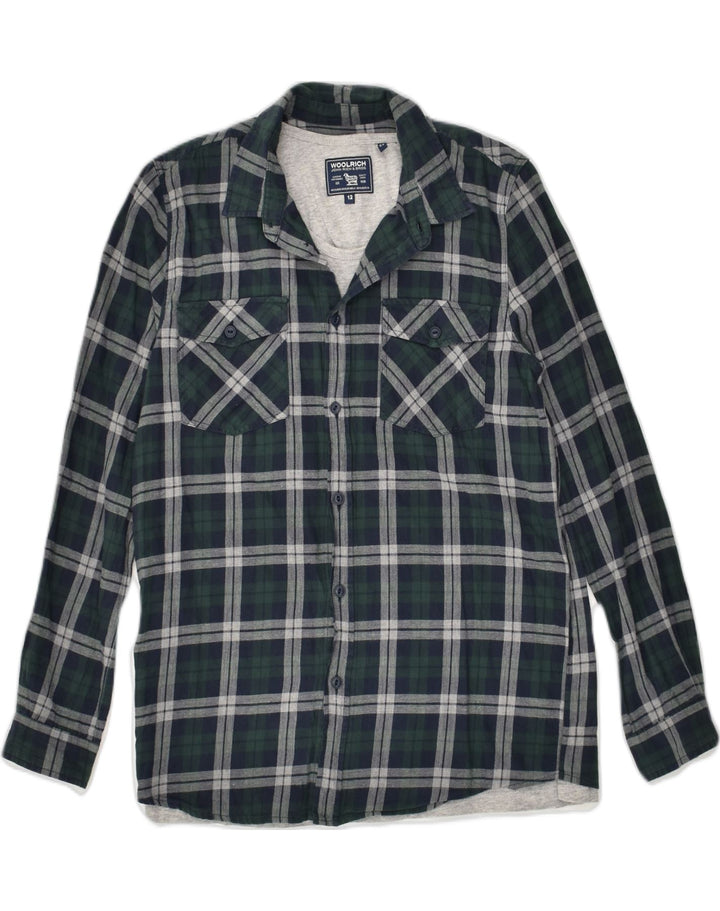 WOOLRICH Boys Shirt 11-12 Years Green Check Cotton | Vintage Woolrich | Thrift | Second-Hand Woolrich | Used Clothing | Messina Hembry 