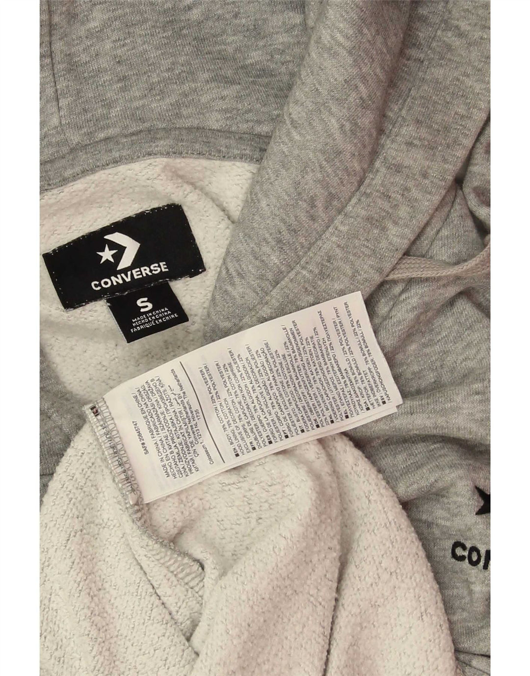 Felpa con cappuccio da uomo Converse piccola in cotone grigio
