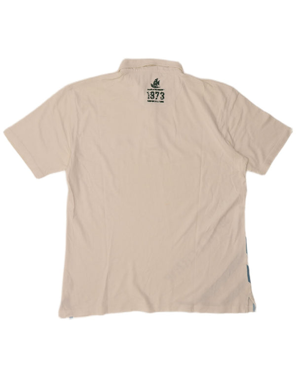 Polo grafica da uomo Fila Large in cotone color block bianco