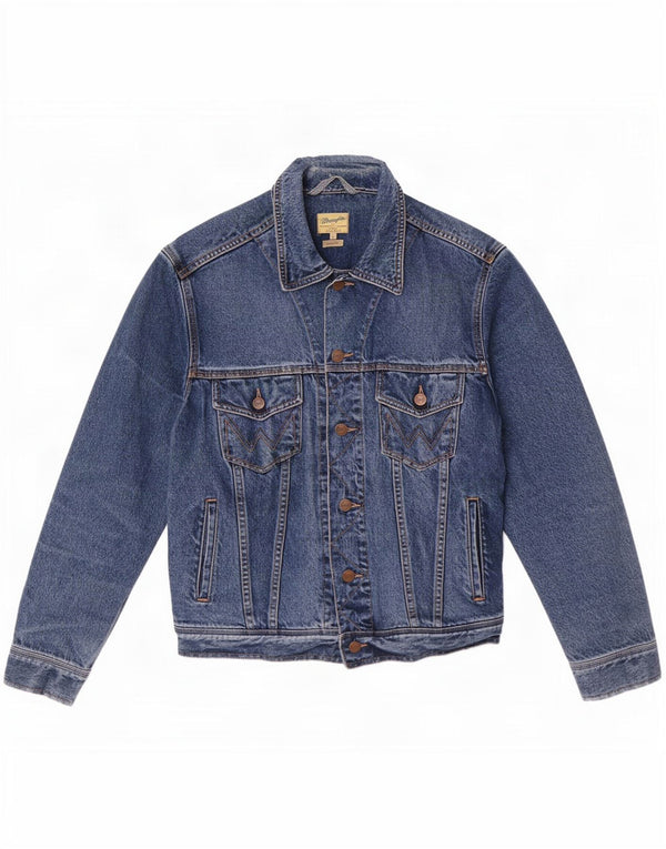 Giacca di jeans vestibilità casual da uomo Wrangler UK 40 grande blu