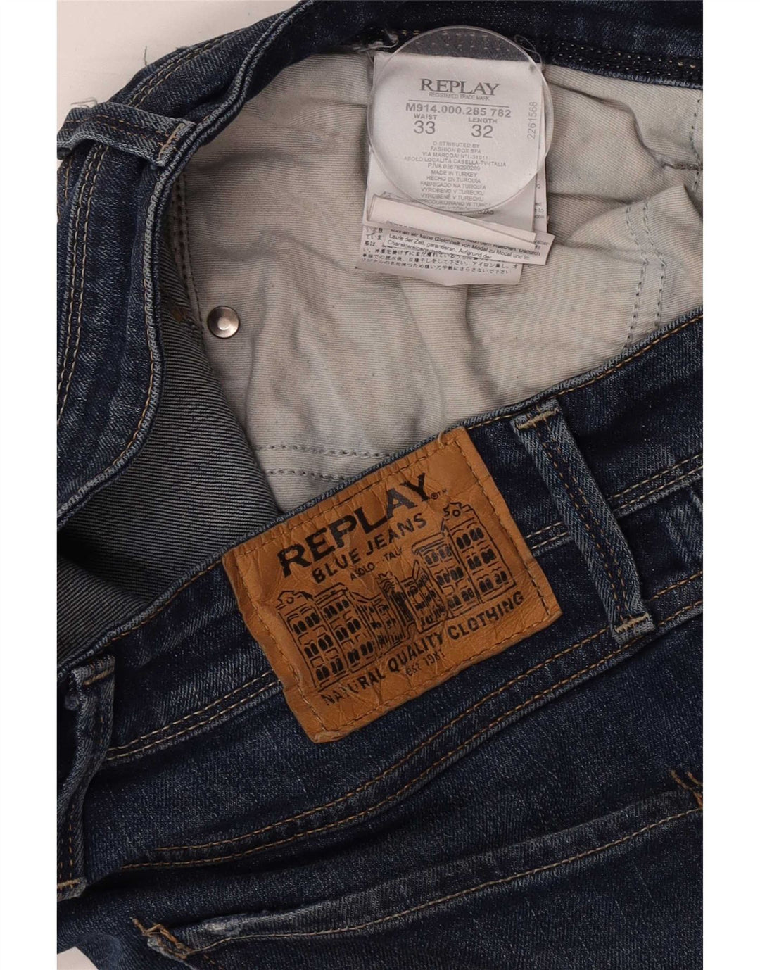 Jeans slim da uomo Replay W33 L32 cotone blu