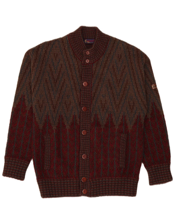 Maglione cardigan da uomo vintage geometrico bordeaux medio