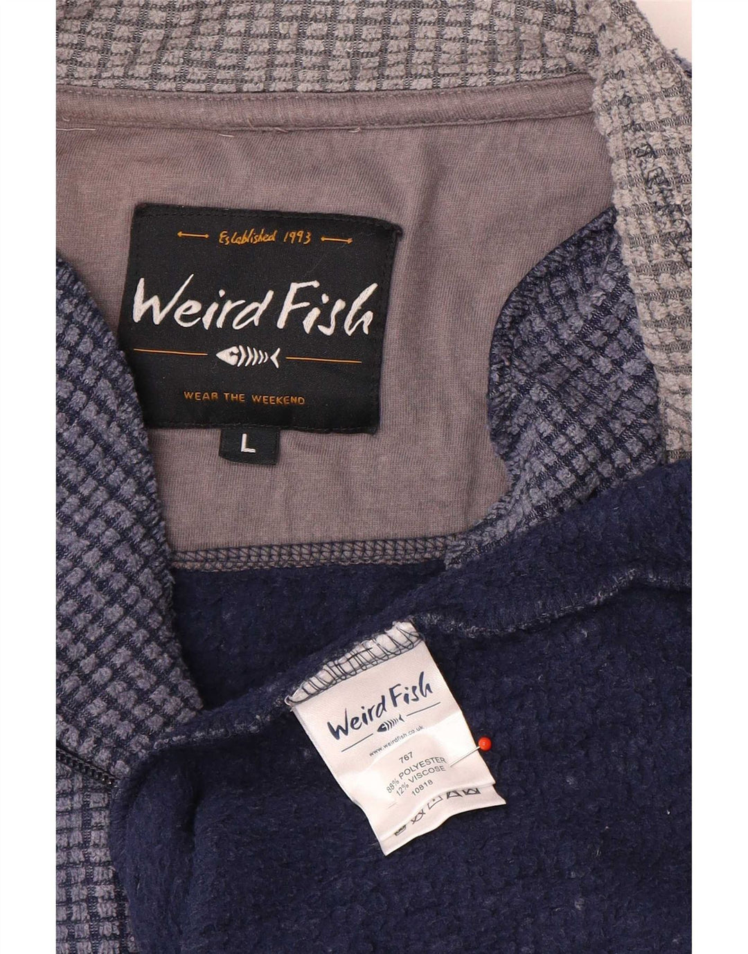 Felpa da uomo con collo con zip Weird Fish, grande poliestere blu navy