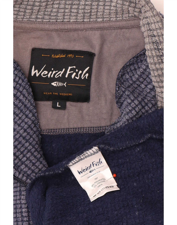 Felpa da uomo con collo con zip Weird Fish, grande poliestere blu navy