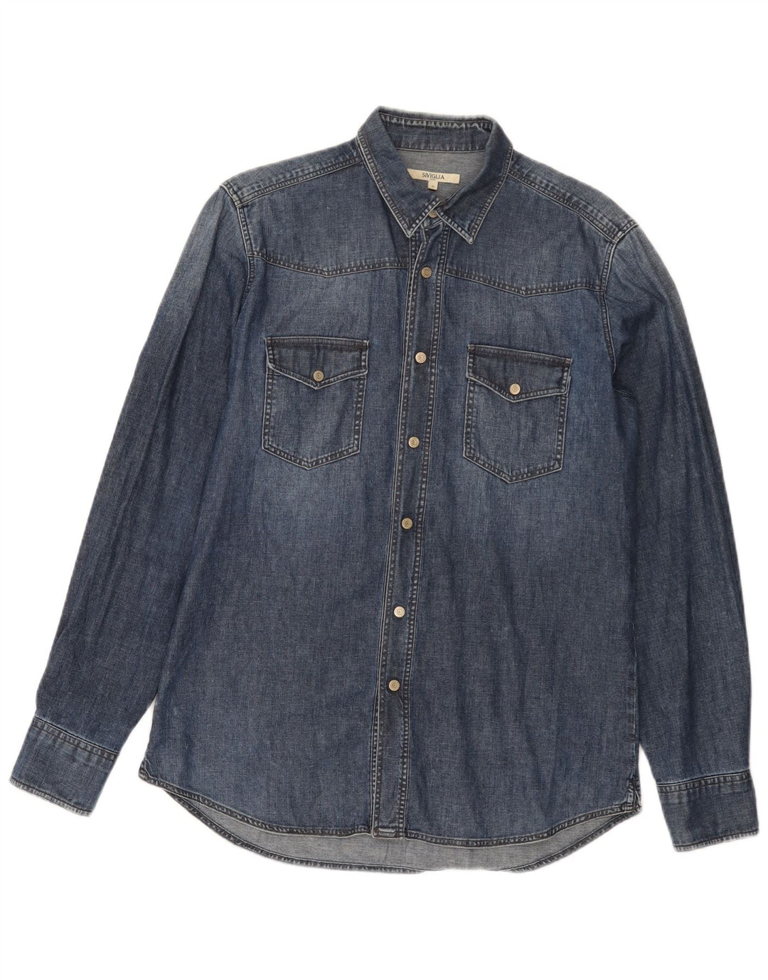 SIVIGLIA Camicia Jeans Uomo Small Blu Cotone