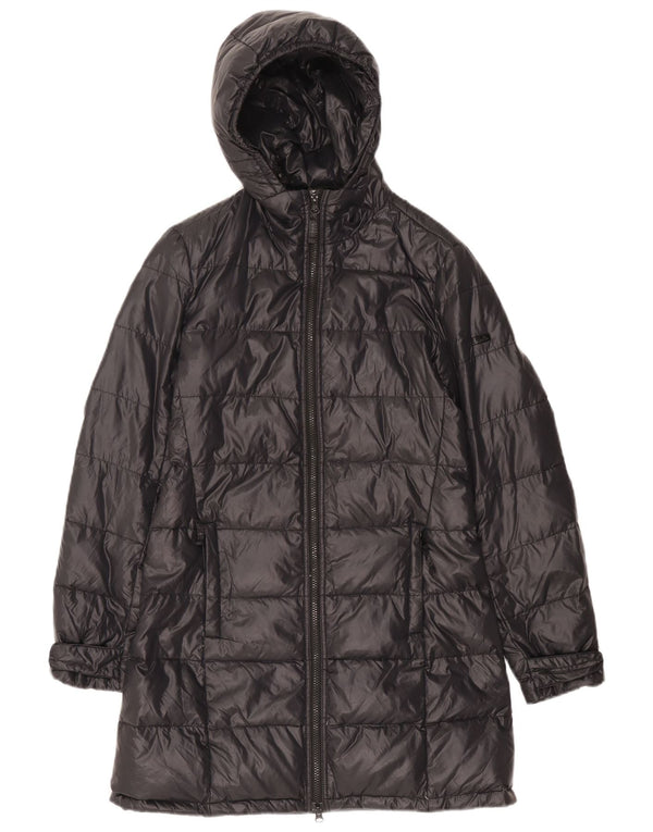Cappotto imbottito con cappuccio da donna Ellesse UK 10 piccolo in nylon blu navy