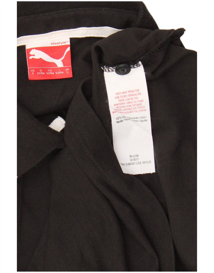 Polo Puma da uomo grande in cotone nero