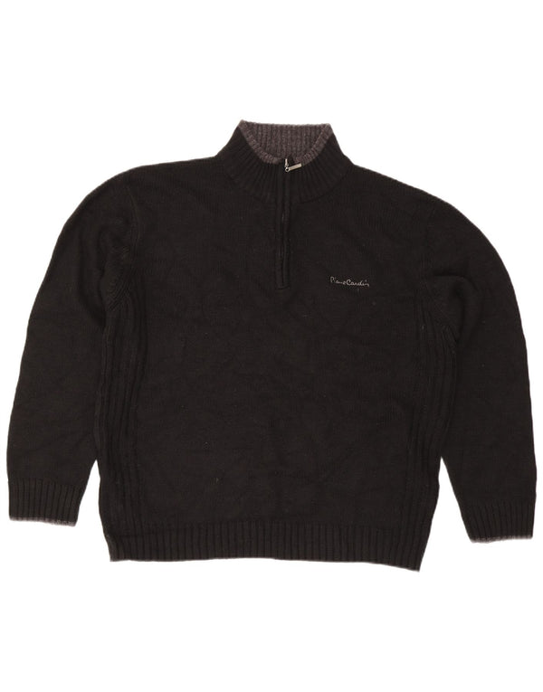 Maglione da uomo Pierre Cardin con zip e collo XL in acrilico nero