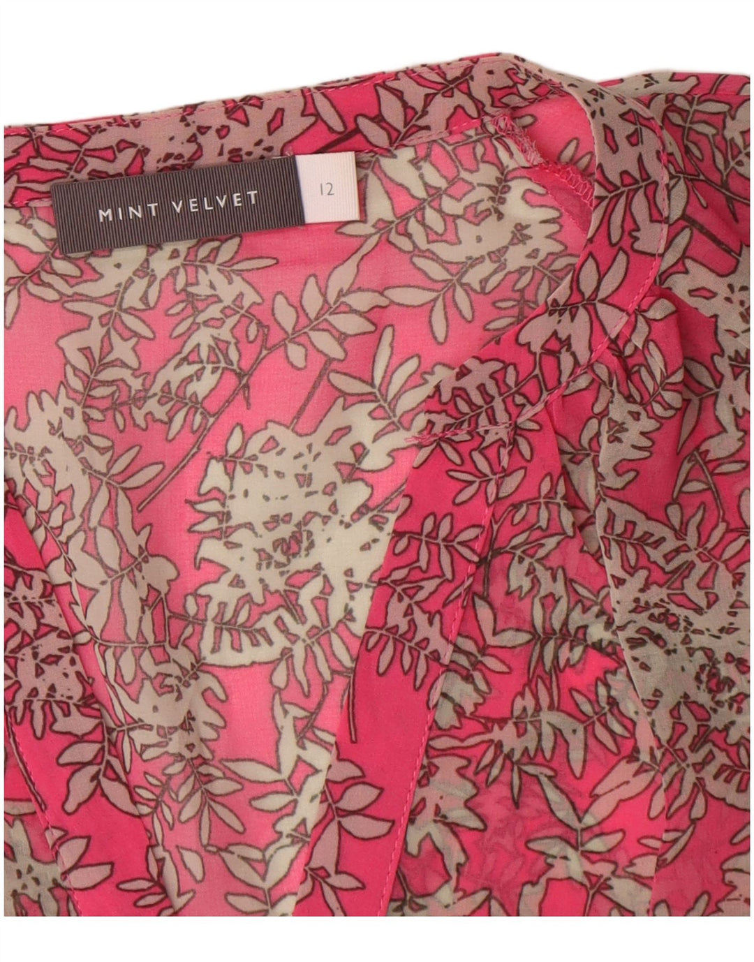 Top in camicetta trasparente da donna in velluto menta UK 12 rosa medio floreale