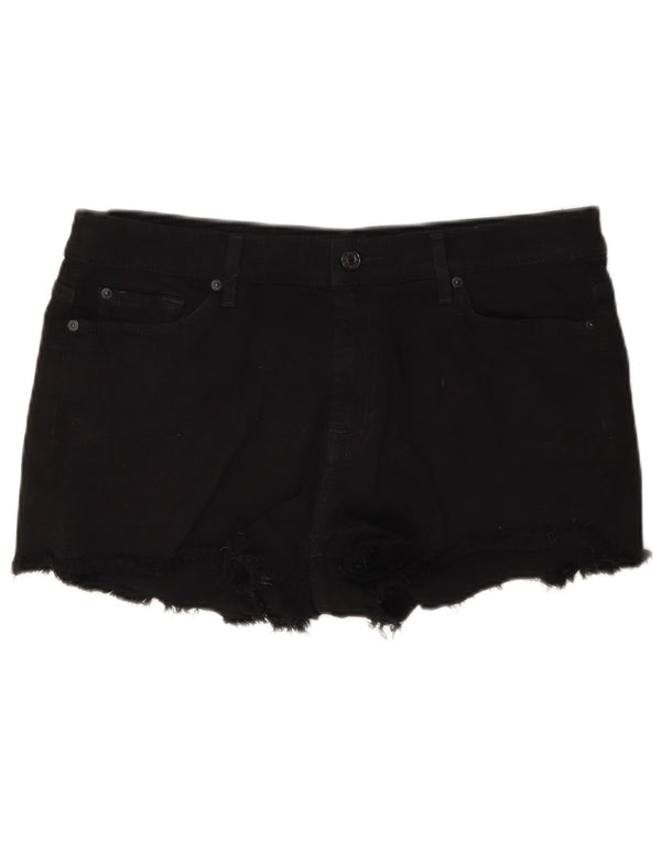 Pantaloncini di jeans da donna 7 For All Mankind W34 grandi in cotone nero