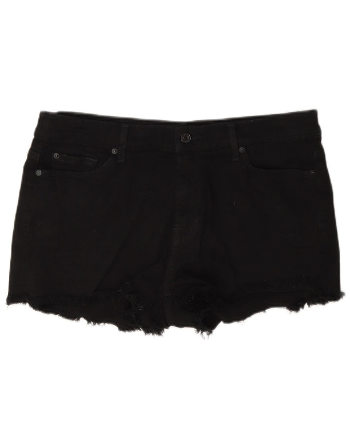 Pantaloncini di jeans da donna 7 For All Mankind W34 grandi in cotone nero