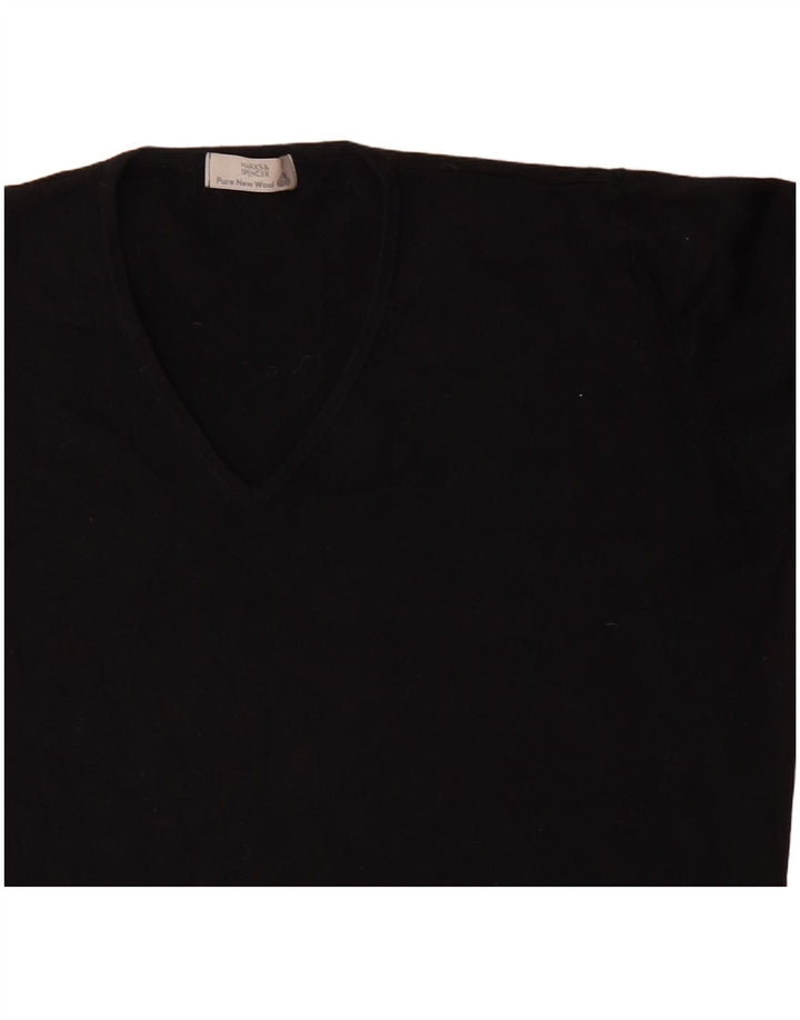 Maglione maglione con scollo a V vestibilità ampia da donna Marks & Spencer UK 14 medio nero