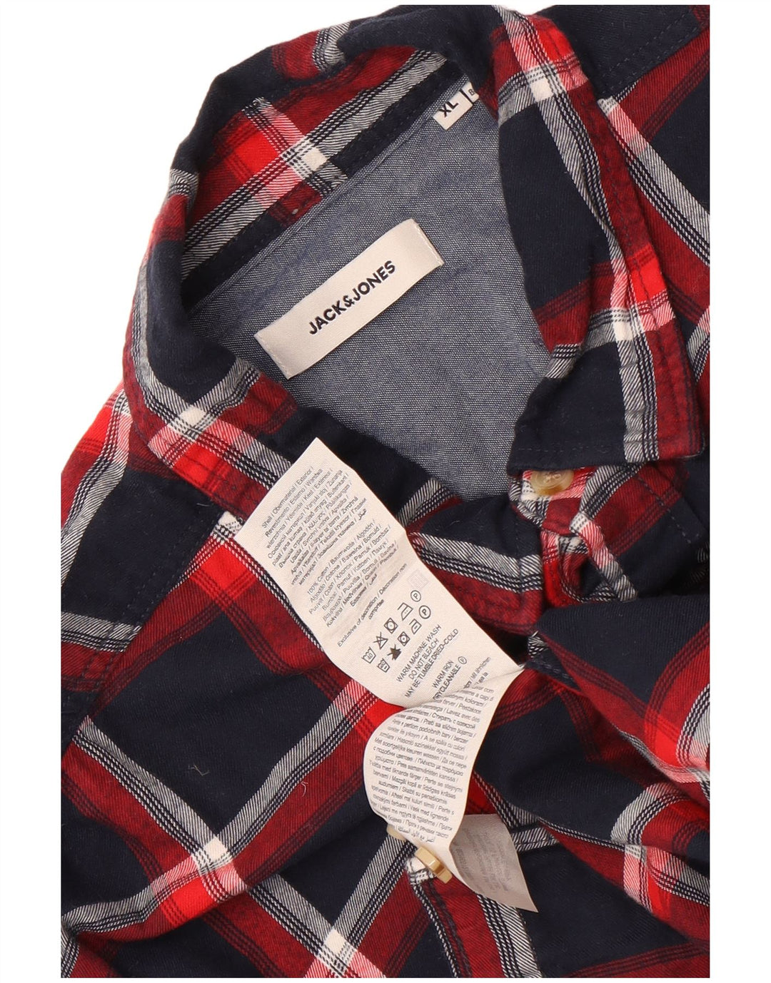 Camicia da uomo in flanella Jack & Jones XL in cotone a quadri blu navy