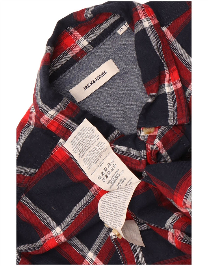 Camicia da uomo in flanella Jack & Jones XL in cotone a quadri blu navy