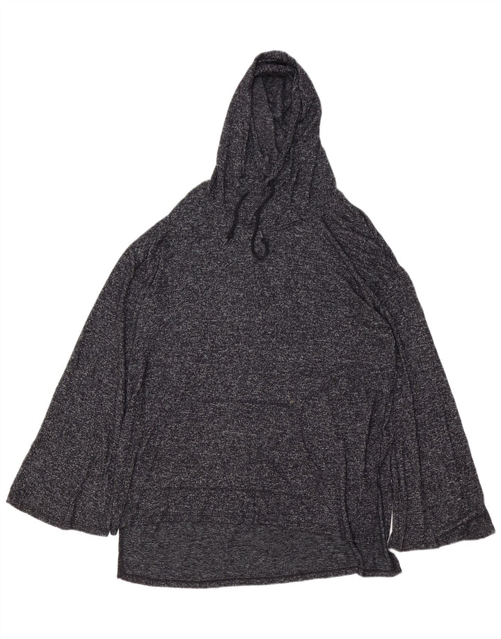 MOSSIMO Camicetta lunga con cappuccio da donna Top UK 16 Large Rayon grigio screziato