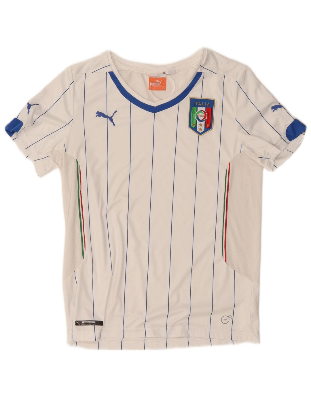 T-shirt PUMA bambino Italia 11-12 anni poliestere a righe bianche