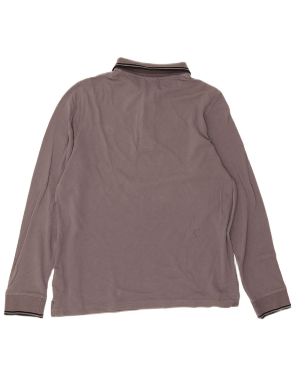 Polo da uomo a maniche lunghe Lotto Small in cotone grigio