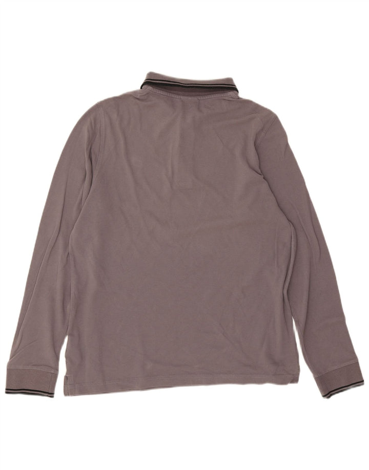 Polo da uomo a maniche lunghe Lotto Small in cotone grigio