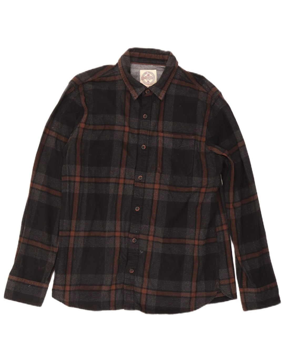 Camicia in flanella da uomo Fat Face, cotone a quadri neri grandi
