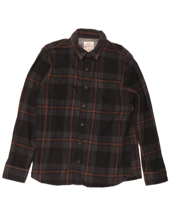 Camicia in flanella da uomo Fat Face, cotone a quadri neri grandi