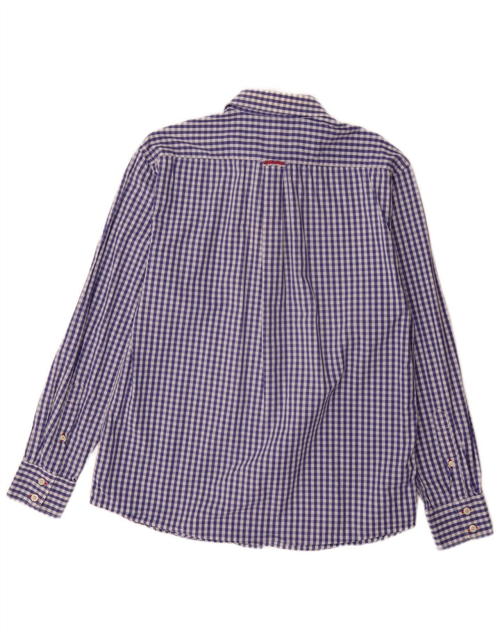 Crew Clothing Camicia da uomo su misura misura grande in cotone a quadretti blu