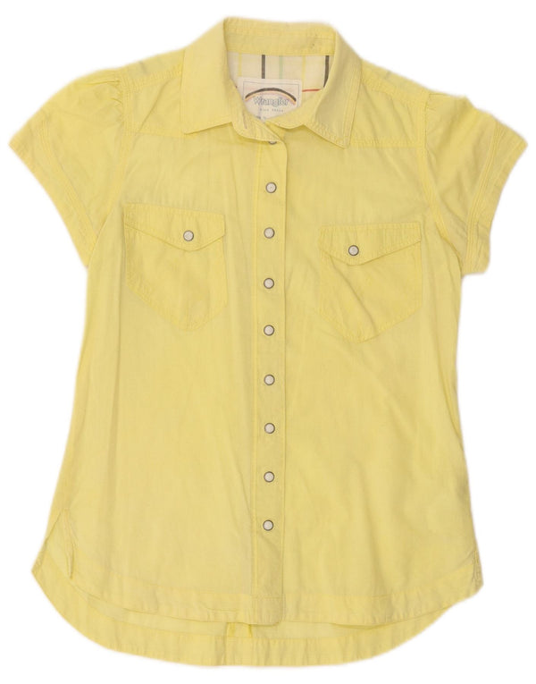 Camicia a maniche corte da donna Wrangler UK 10 piccola in cotone giallo