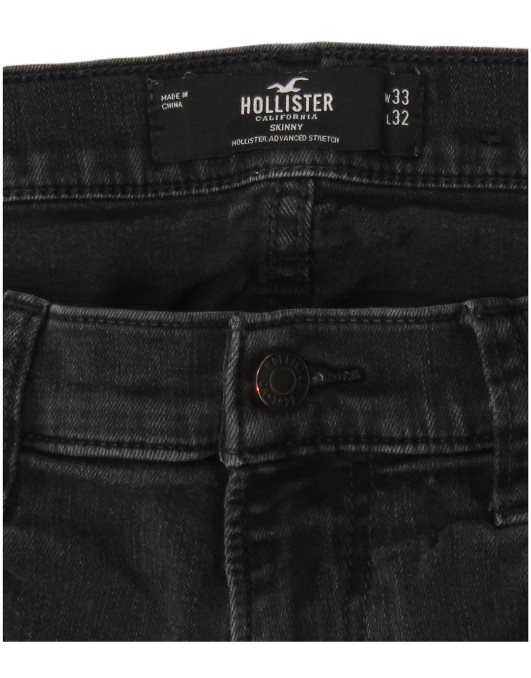 Jeans skinny Hollister da donna W33 L32 cotone nero