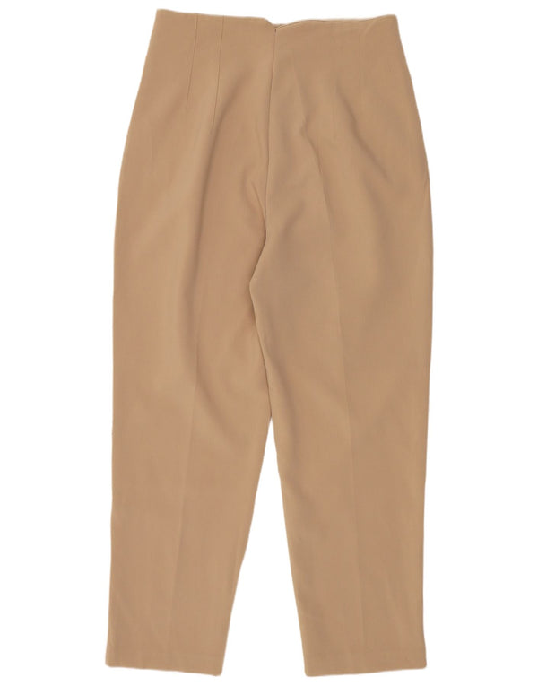 Pantaloni da abito affusolati a vita alta da donna Zara grandi W30 L27 poliestere beige