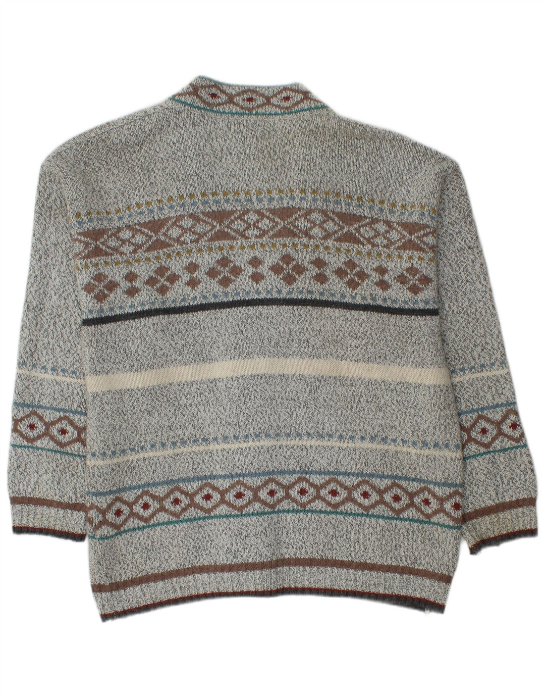 Maglione cardigan da uomo VINTAGE grigio medio Fair Isle