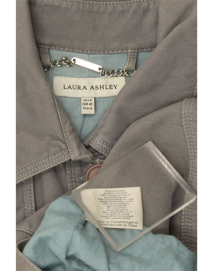 Trench da donna Laura Ashley UK 14 grande cotone grigio