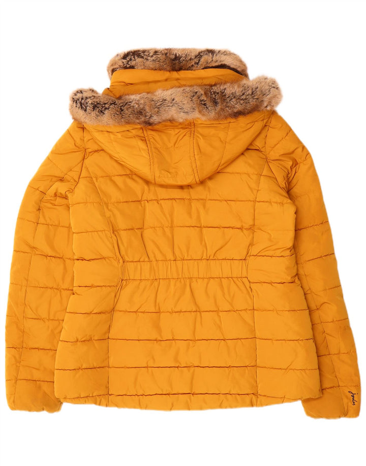 Giacca imbottita con cappuccio da donna Joules UK 12 poliestere giallo medio