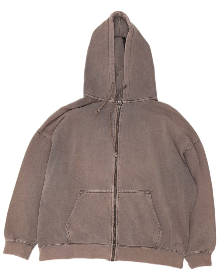 Maglione con cappuccio e zip oversize da donna Pull & Bear UK 14 Cotone grigio medio