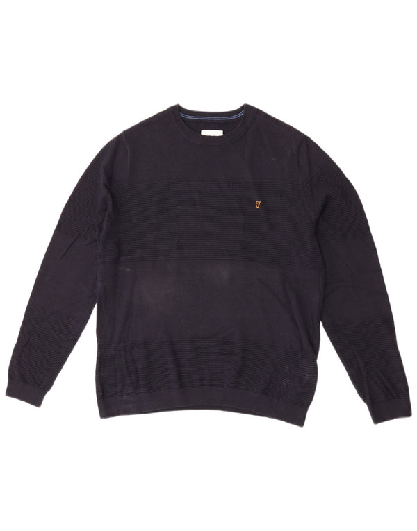 Maglione da uomo girocollo Farah in cotone medio blu navy