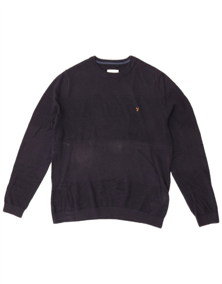 Maglione da uomo girocollo Farah in cotone medio blu navy