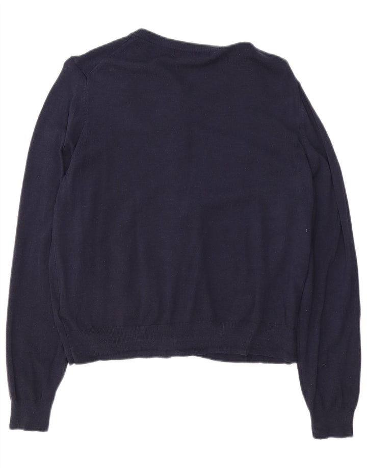 Maglione cardigan da donna Marks & Spencer UK 16 grande viscosa blu navy