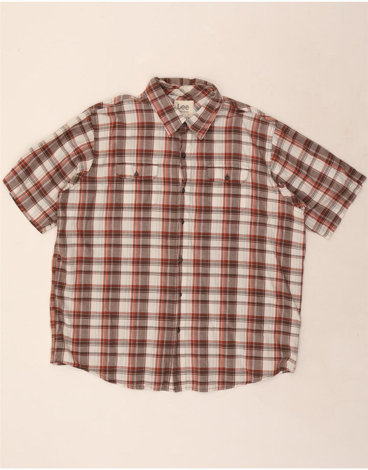 LEE Salopette da uomo a maniche corte Camicia XL in cotone a quadri multicolore