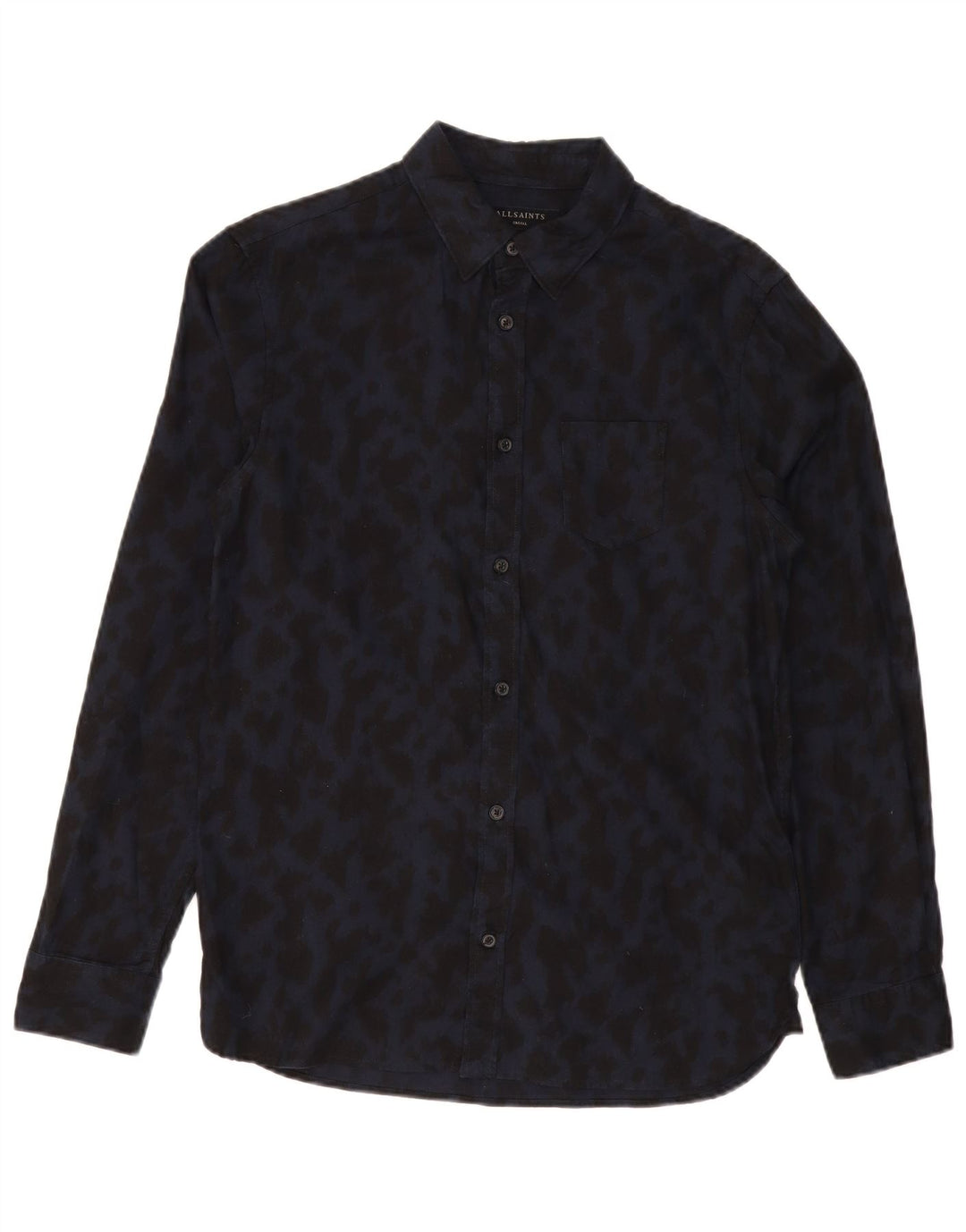 Camicia da uomo ALL SAINTS piccola in cotone con stampa animalier blu navy
