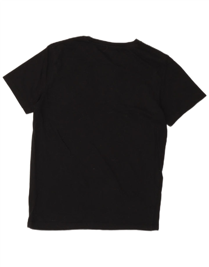JACK & JONES Mens Graphic T-Shirt Top Large Black Cotton