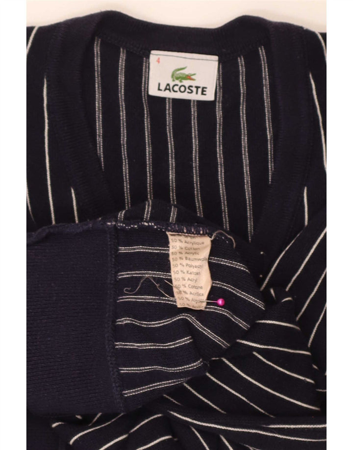 Maglione maglione da uomo con scollo a V Lacoste taglia 4 medio a righe blu navy