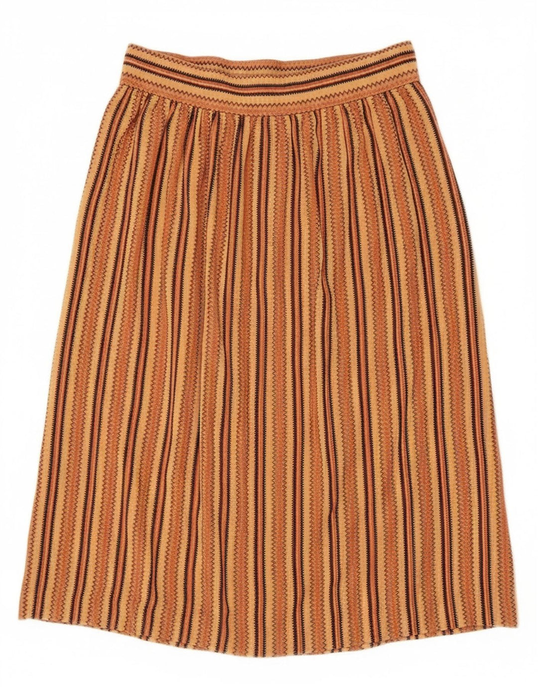 Gonna a pieghe vintage da donna IT 44 media W26 marrone geometrico azteco
