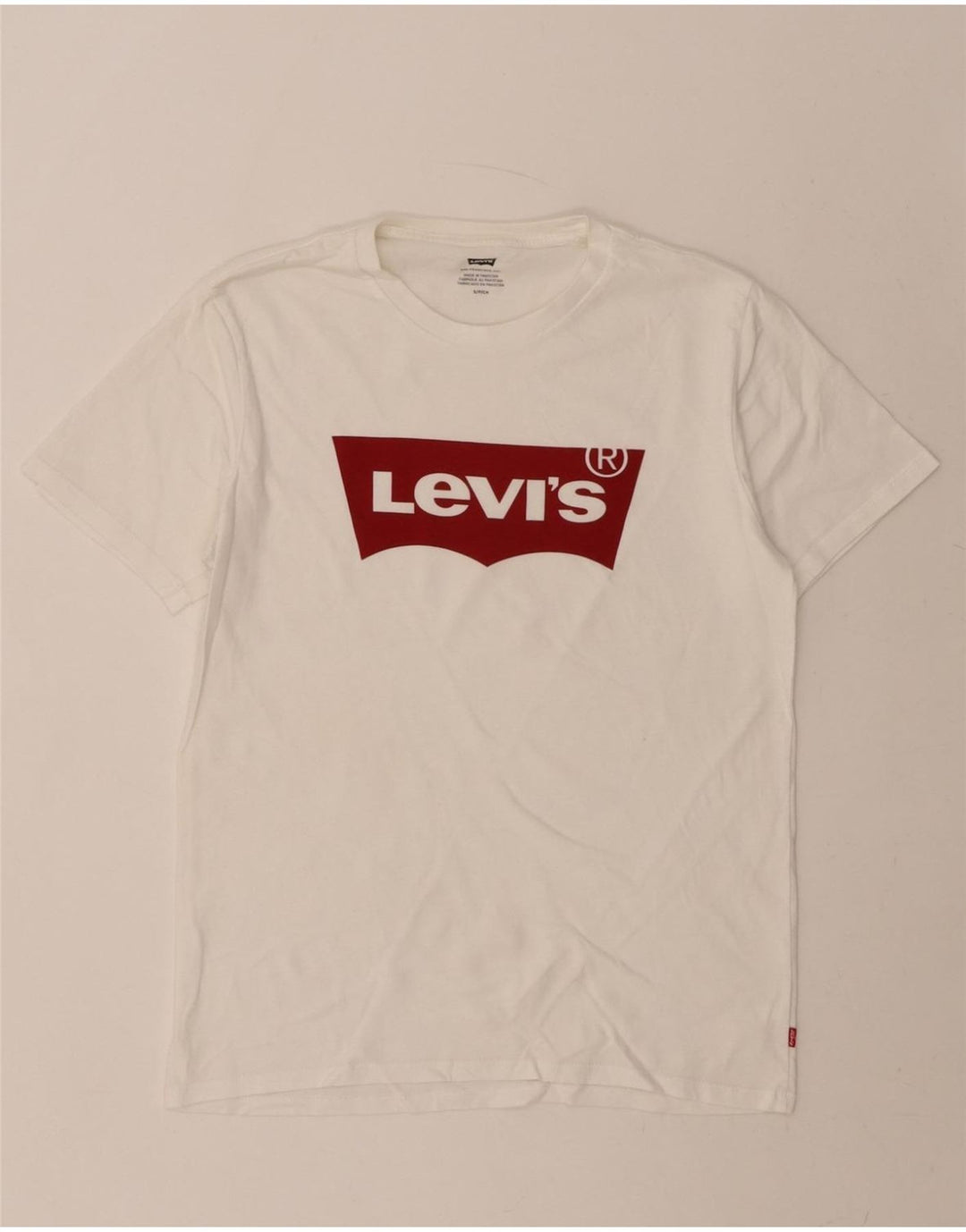 LEVI'S Mens Graphic T-Shirt Top Small White Vintage Levi's and Second-Hand Levi's from Messina Hembry 