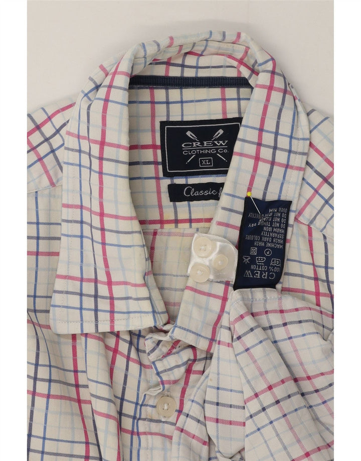 Crew Clothing Camicia da uomo dalla vestibilità classica XL in cotone a quadri bianchi