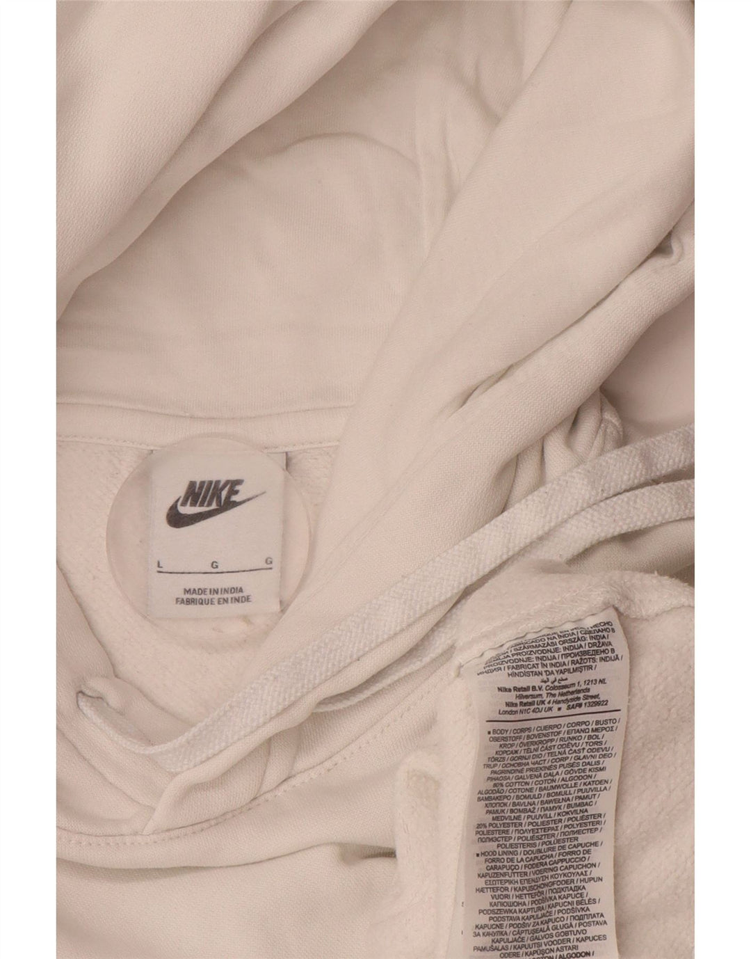 Felpa con cappuccio da uomo Nike Large in cotone bianco