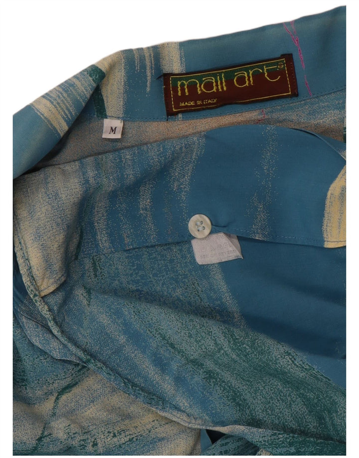 Camicia a maniche corte vintage da uomo con motivo astratto, colore medio, multicolore