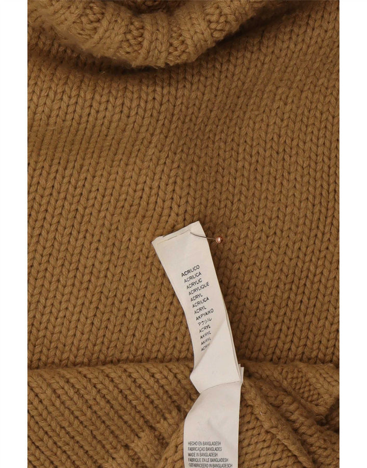 Maglione maglione collo alto da donna Zara UK 14 grande acrilico marrone