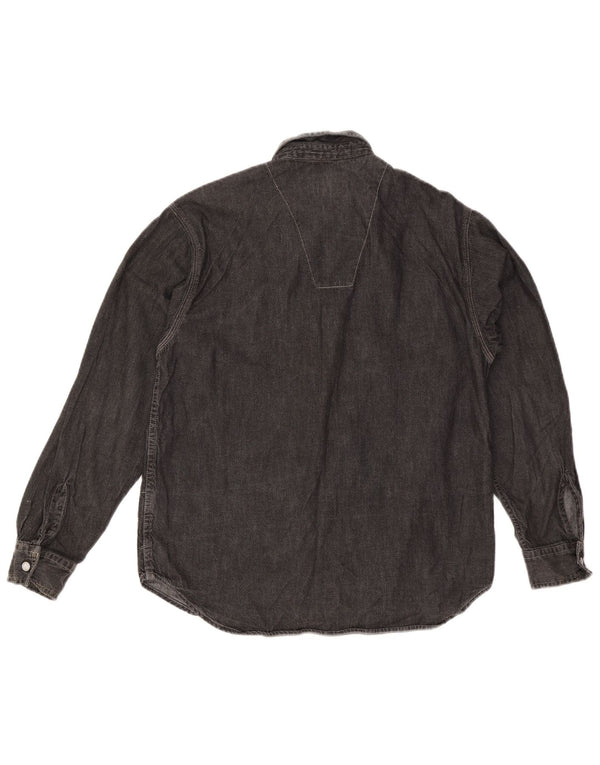 Camicia in denim da uomo Replay piccola in cotone grigio