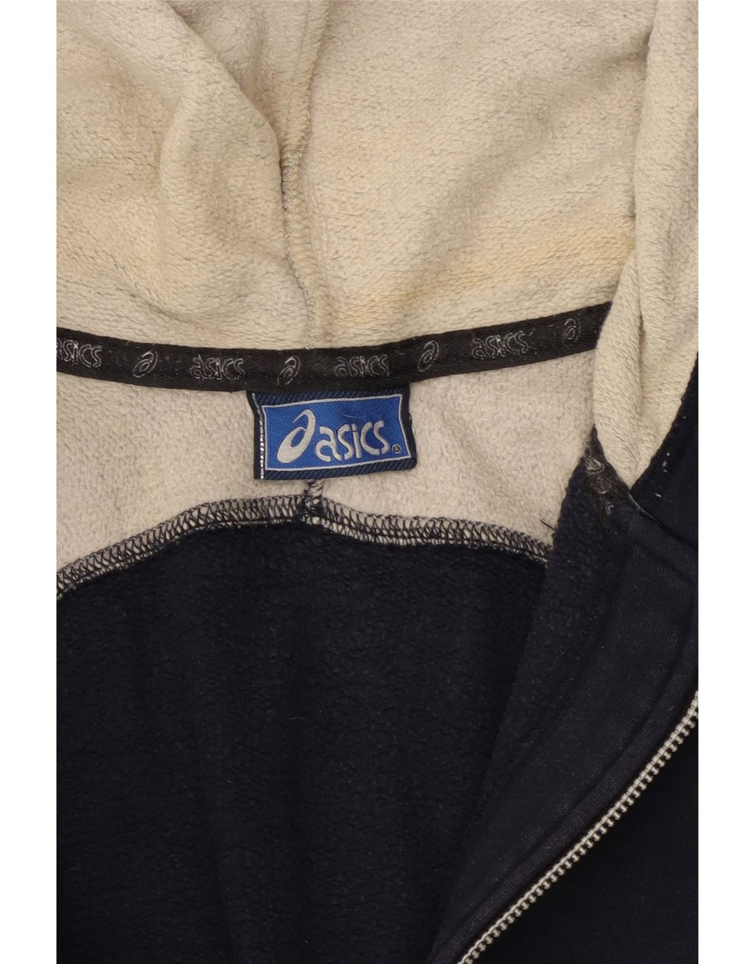Felpa con cappuccio grafica da uomo Asics con zip e collo, 2XL, colore blu navy