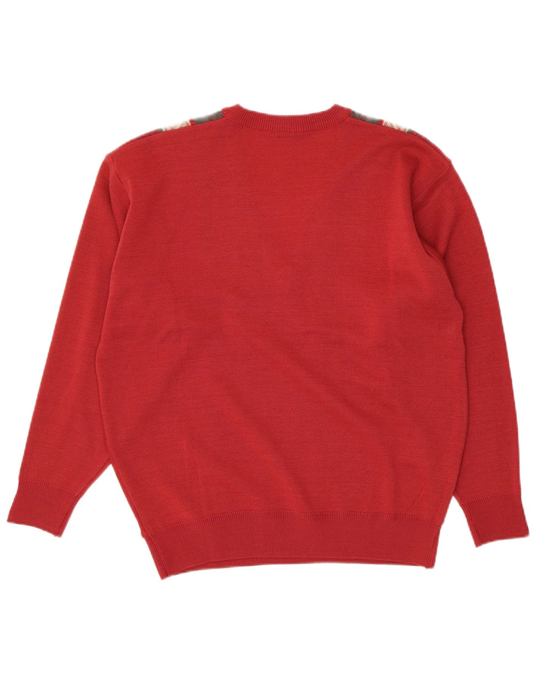 GABICCI Mens V-Neck Jumper Sweater Large Red Striped Wool