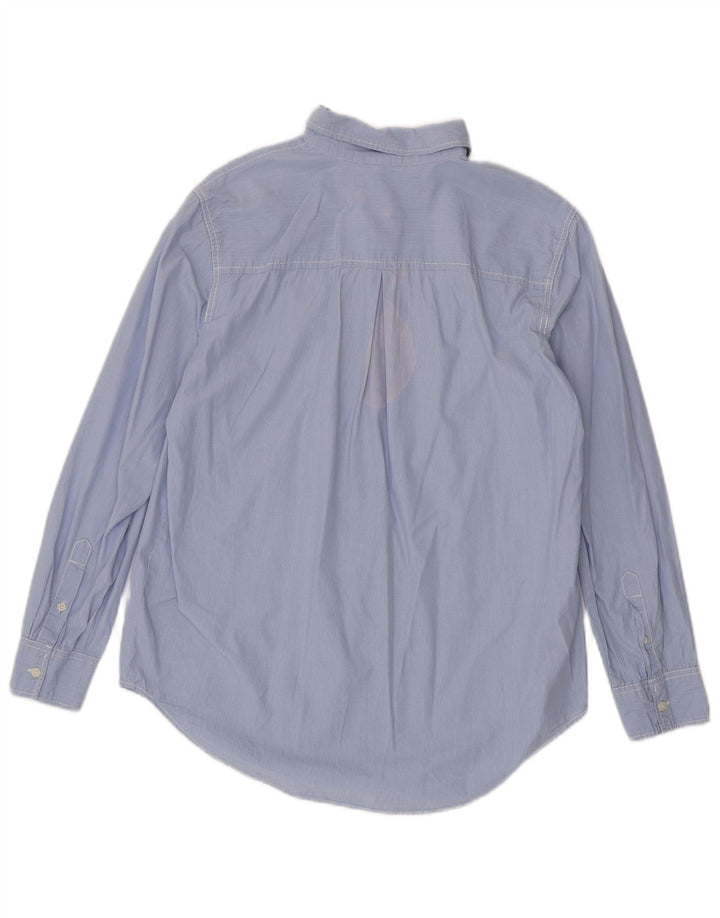 BENETTON Womens Shirt UK 14 Medium Blue Pinstripe